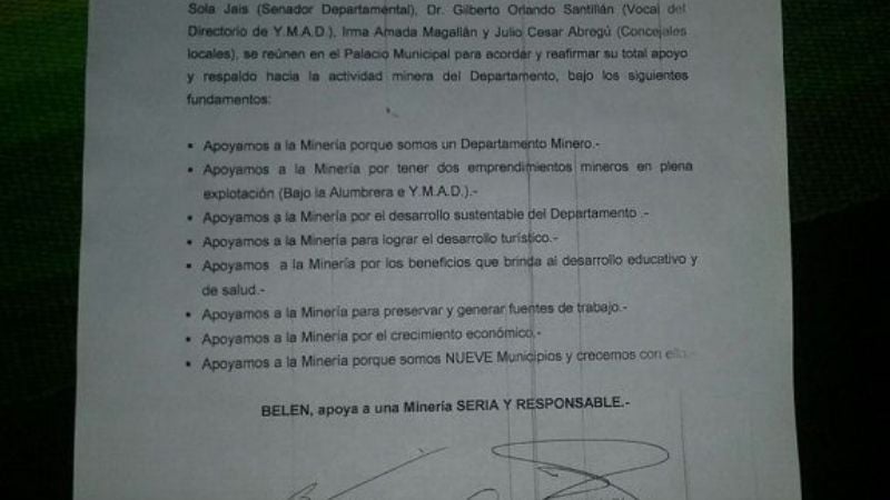 El departamento Belén afirmó su apoyo a la minería responsable