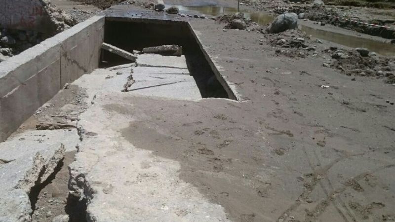 El temporal provocó destrozos en badén de la ruta 40