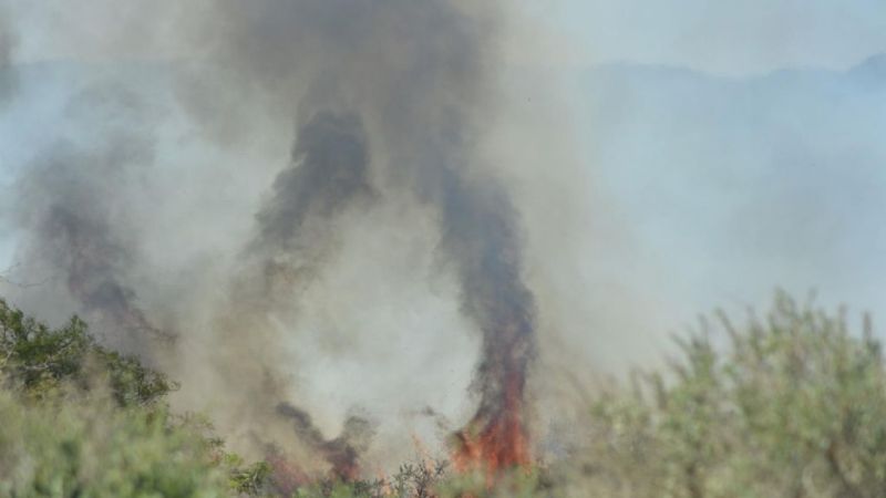 Combaten feroz incendio en la ruta 1