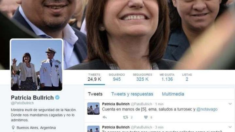 Hackearon la cuenta de Twitter de Patricia Bullrich