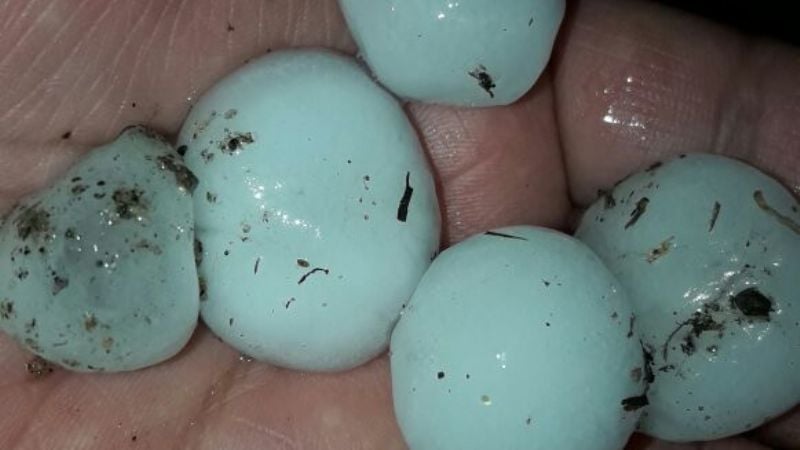 Fuerte tormenta, viento y caída de granizo en el interior