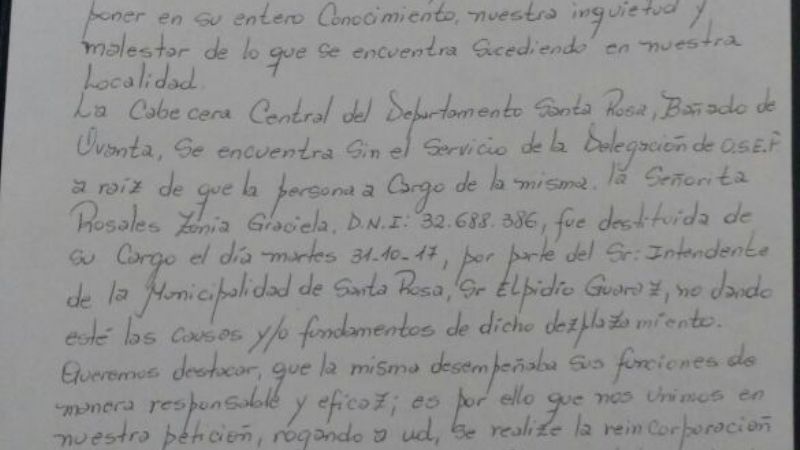 Guaraz echó a empleados que piden auxilio a Corpacci