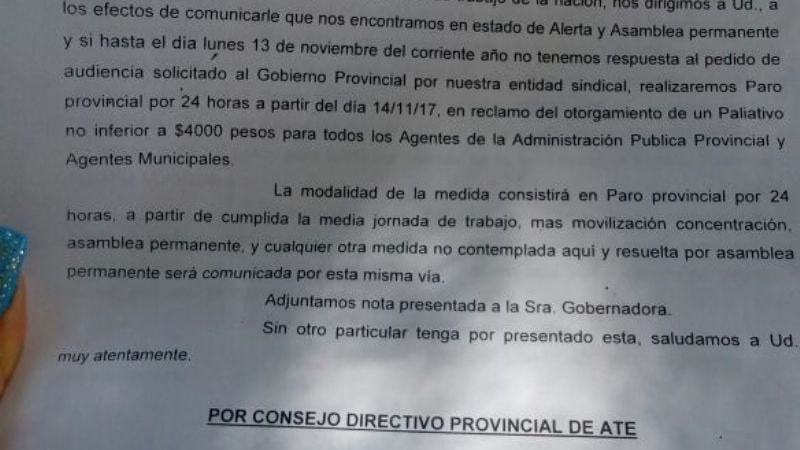 Si no hay respuestas por el bono, ATE convoca a paro