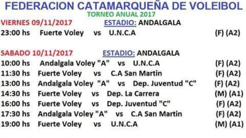 El Vóley Federado juega este “finde” en Andalglá