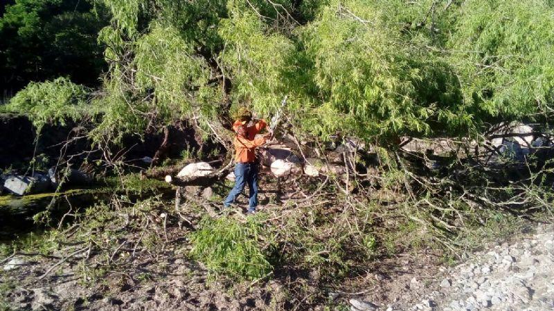Tareas de limpieza en el río Balcozna