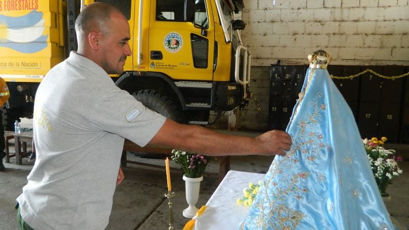 La Virgen del Valle visita la Brigada contra Incendios Forestales