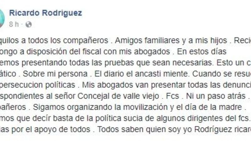 Rodriguez denuncia persecución
