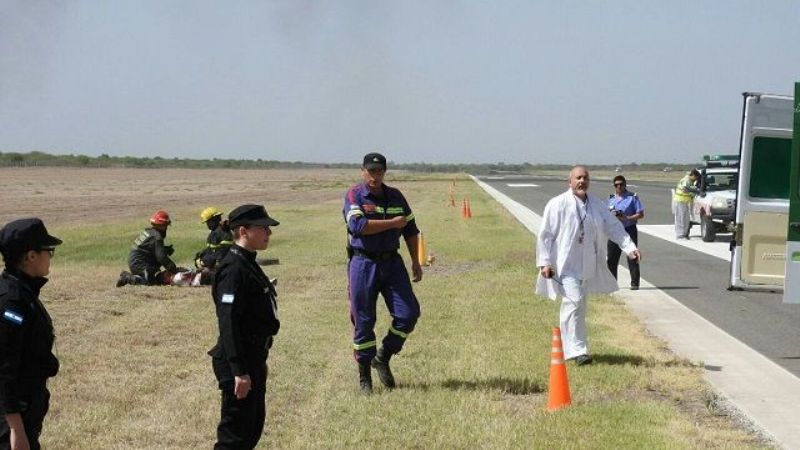 Simulacro de accidente aéreo en el Aeropuerto Felipe Varela