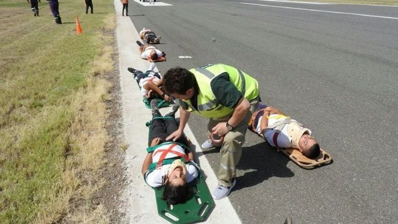 Simulacro de accidente aéreo en el Aeropuerto Felipe Varela