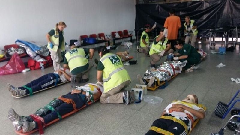 Simulacro de accidente aéreo en el Aeropuerto Felipe Varela