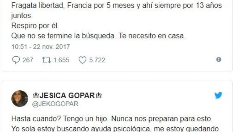 "Adiós amor", el desgarrador mensaje de la esposa de uno de los tripulantes