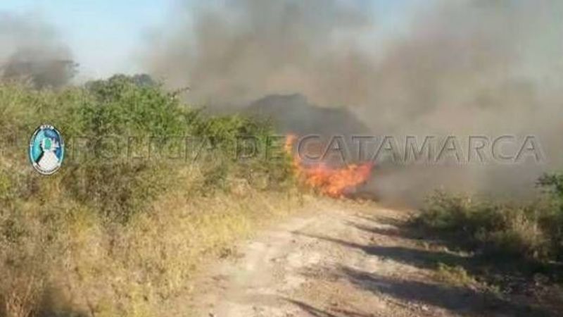 Incendio de pastizales en Ancasti