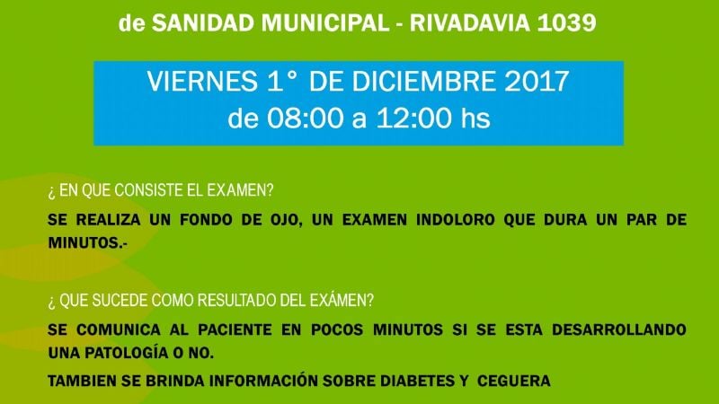 Nueva campaña municipal de Prevención de Ceguera por Diabetes