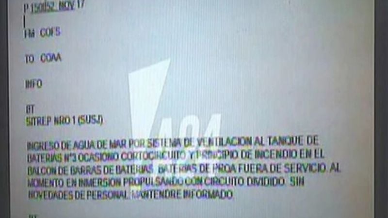 El último mensaje del submarino ARA San Juan antes de perder contacto