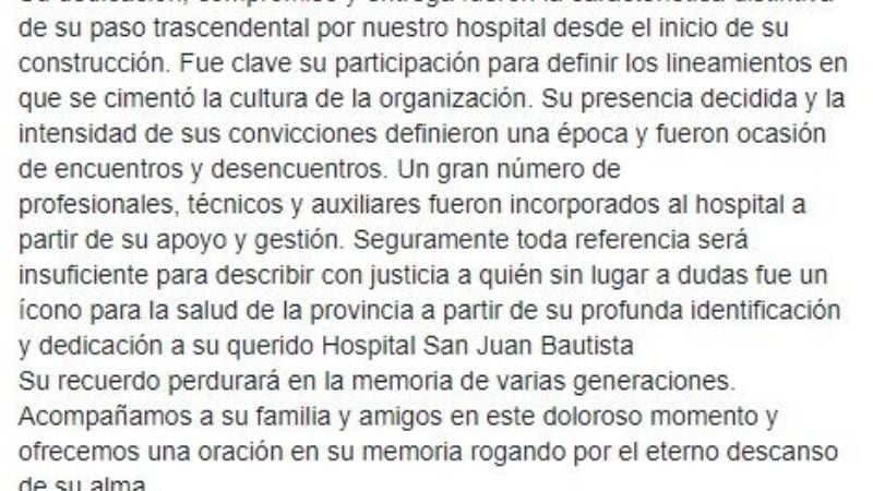 Falleció el reconocido médico Sanchez Reynoso