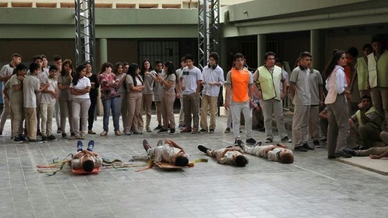 Se realizó un simulacro de evacuación en la Escuela de Minería