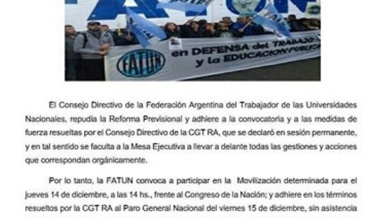 APUNCA adhiere al paro de la CGT