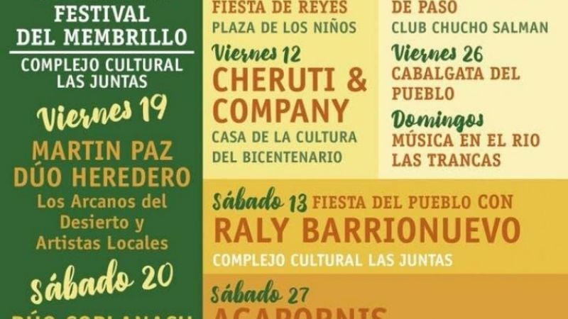 Temporada en Las Juntas con atractiva cartelera para el Festival del Membrillo
