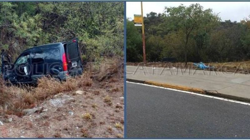 Utilitario en el que iban 6 jóvenes se salió de la ruta y chocó contra la montaña