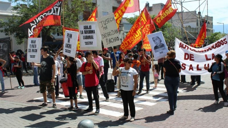 Protesta de trabajadores en contra de la reforma laboral