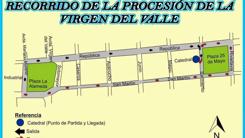 Recorrido de la Solemne Procesión que iniciará a las 18.30