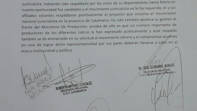 Apoyo de la CGT para Raúl Chico