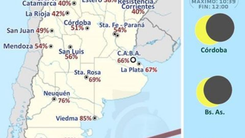 A qué hora se apreciará el eclipse de sol anular en Catamarca