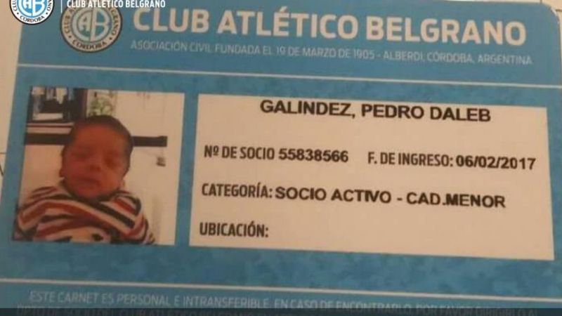 Hincha de Belgrano le puso "Dale B" a su hijo, que ya es socio del club
