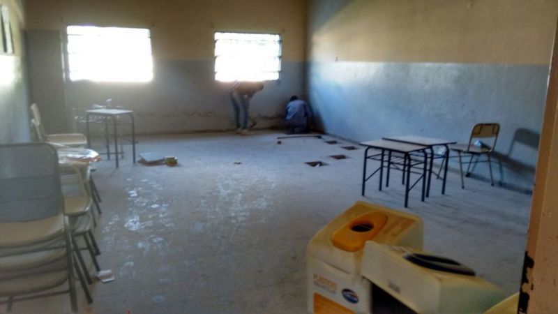 Desde diciembre trabajan en la refacción total de la Escuela 197 de Recreo