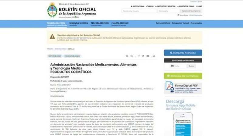 La ANMAT prohibió 17 productos cosméticos