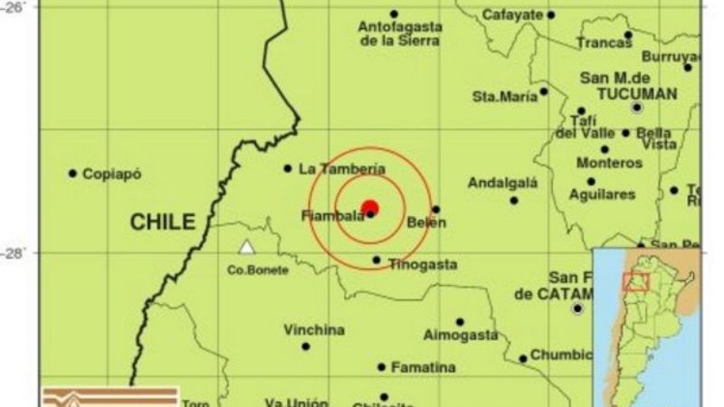 Temblor en cerca de Fiambalá