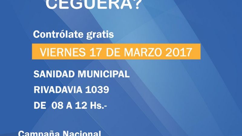 Campaña Municipal de ceguera por glaucoma “controle la presión de sus ojos”