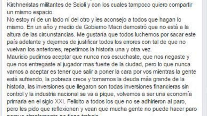 "Macri me decepcionaste" dijo renunciante joven PRO