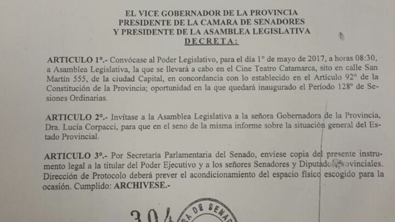 Convocan a la Asamblea Legislativa para el 1 de mayo