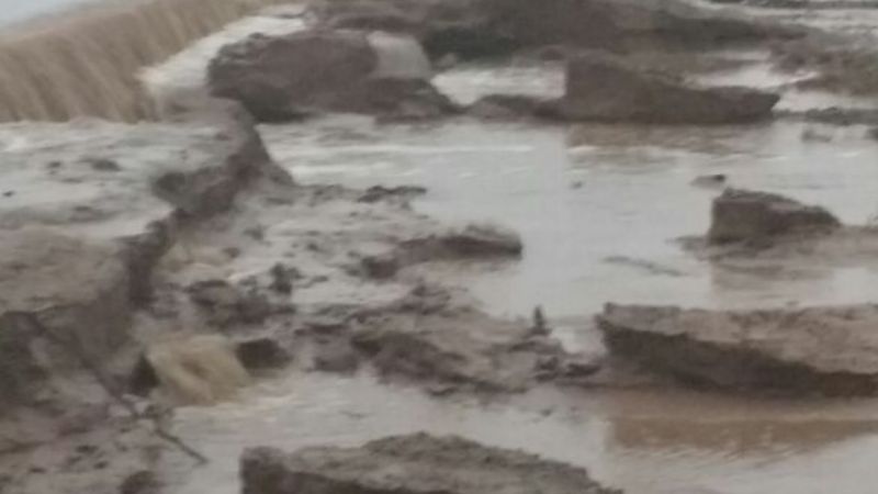 La ruta 60 tapada por el agua