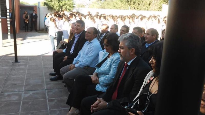 El senador Hugo Corpacci en la Escuela Secundaria de Huillapima