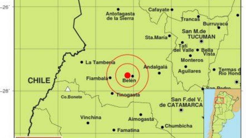 Se registró un sismo cerca de Belén
