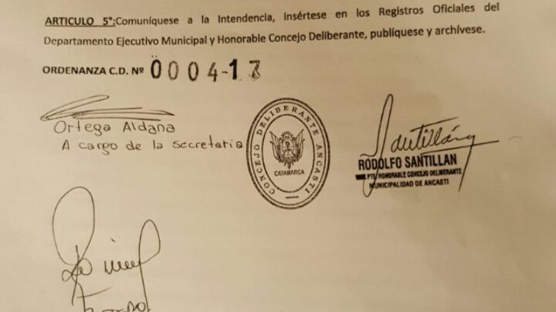 Escándalo en Ancasti por ordenanza trucha