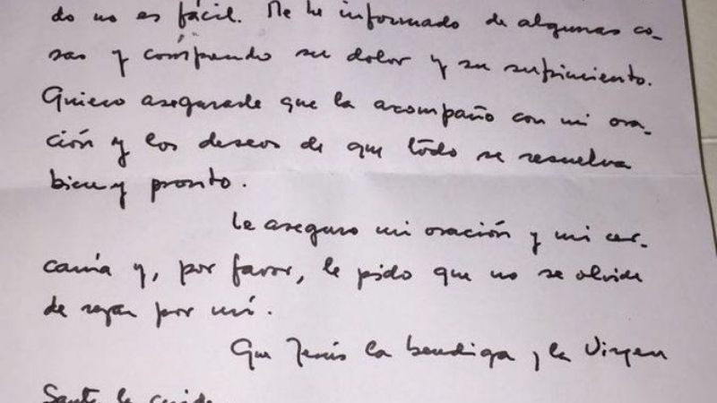 El Papa Francisco le envió una carta a Milagro Sala