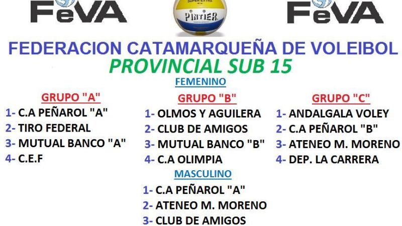 Provincial Sub15 de Vóley en sábado y domingo