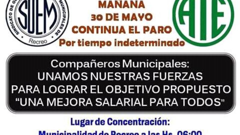 Pese a las “advertencias” mañana continúa el paro de ATE-SOEM