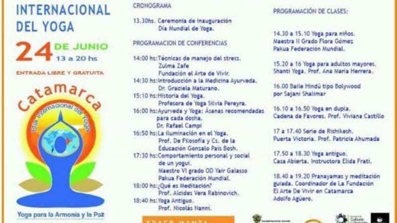 El  Día Internacional del Yoga se celebrará Catamarca