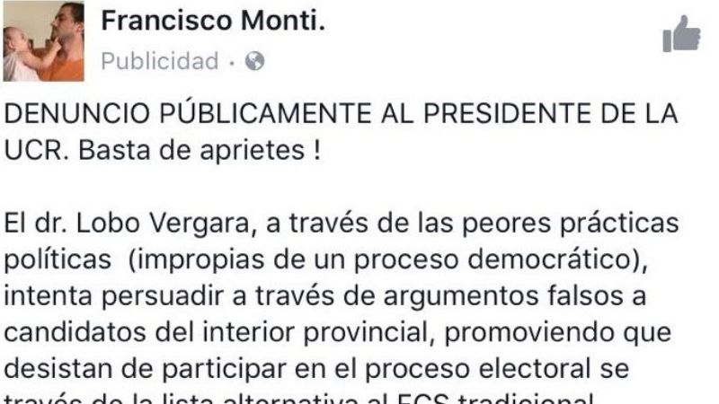 Denuncian al Presidente de la UCR por "aprietes"