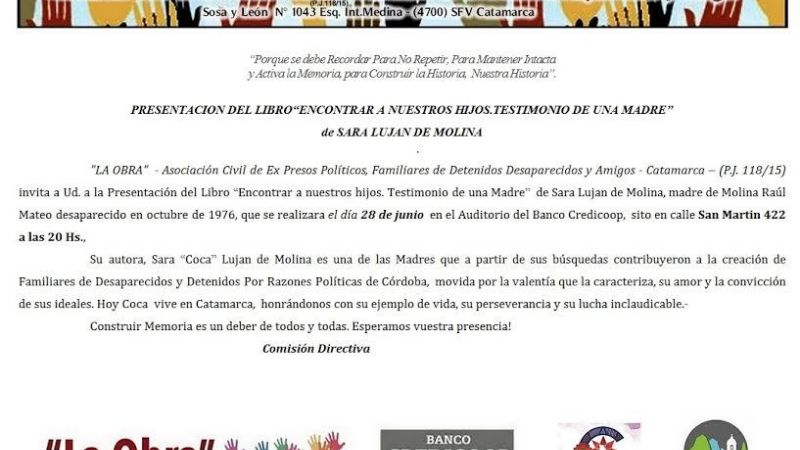 Presentan “Encontrar a nuestros hijos.Testimonio de una madre”