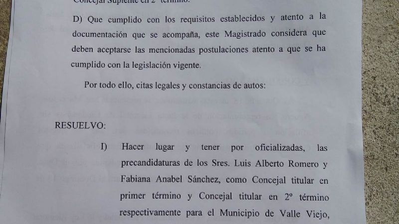 Candidatos independientes de Valle Viejo van a las PASO