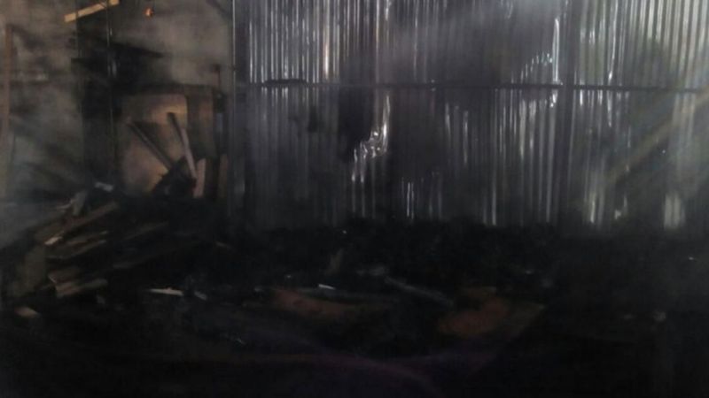 Incendio en una carpintería