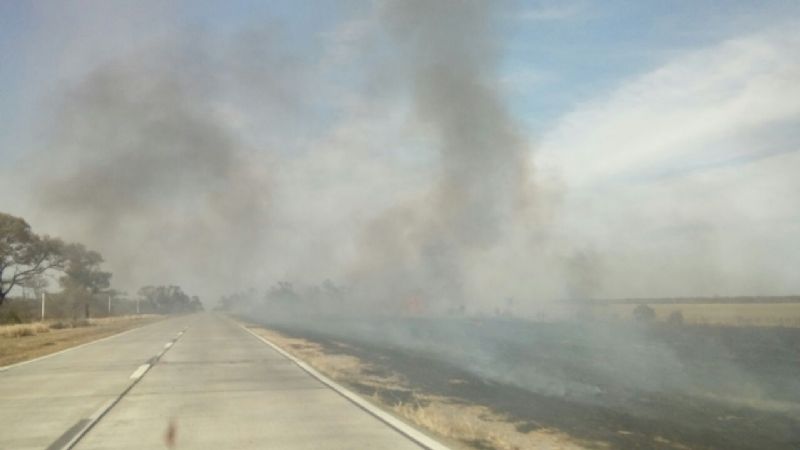Otra vez incendio de campos en la ruta 157