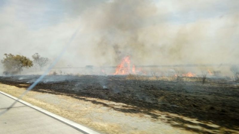 Otra vez incendio de campos en la ruta 157