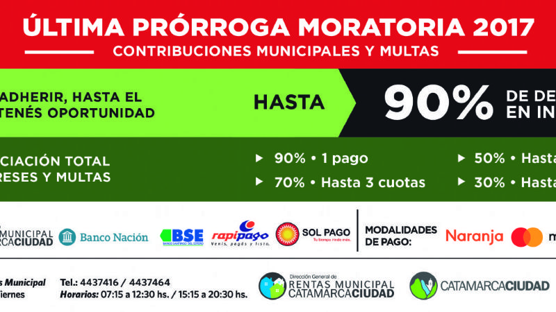 Última prórroga de la moratoria de Rentas Municipal