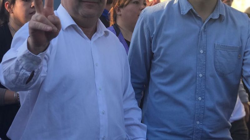 Jalil acompañó a Mascheroni en la multitudinaria caminata